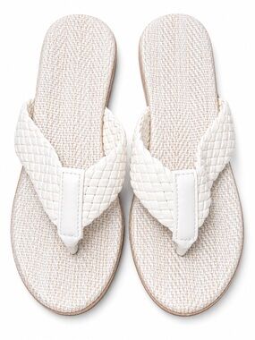 White Braided Toe-Post Women's Sandals